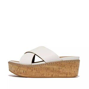 Fitflop ELOISE  Leather/Cork Wedge Cross Slides
